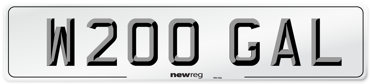 W200 GAL Number Plate from New Reg